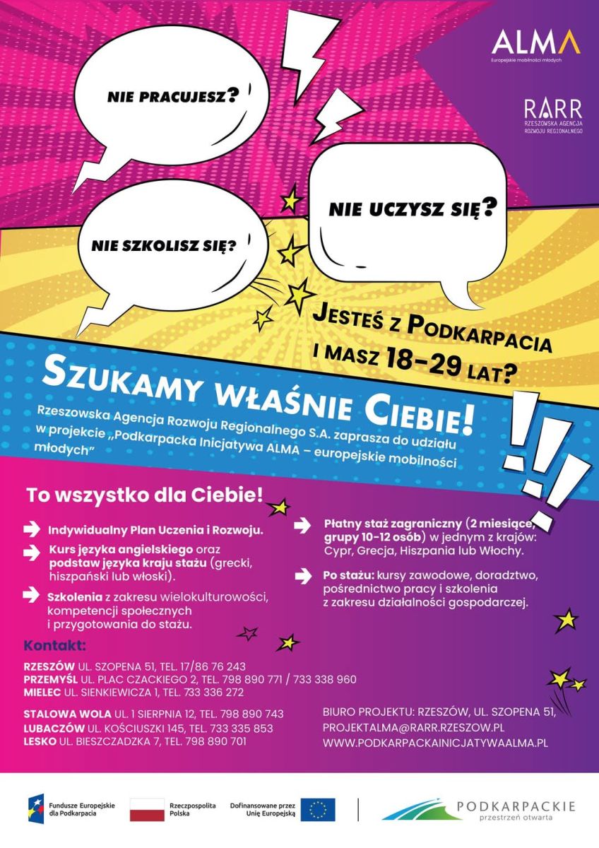 Zdjęcie: Projekt „Podkarpacka Inicjatywa ALMA – europejskie mobilności młodych” dla mieszkańców Dębicy