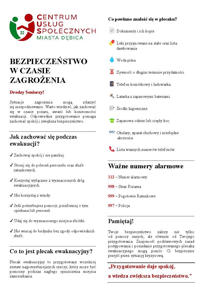 Galeria zdjęć: Projekt socjalny „Bezpieczeństwo w czasie zagrożenia – podstawy ewakuacji i plecak ewakuacyjny”