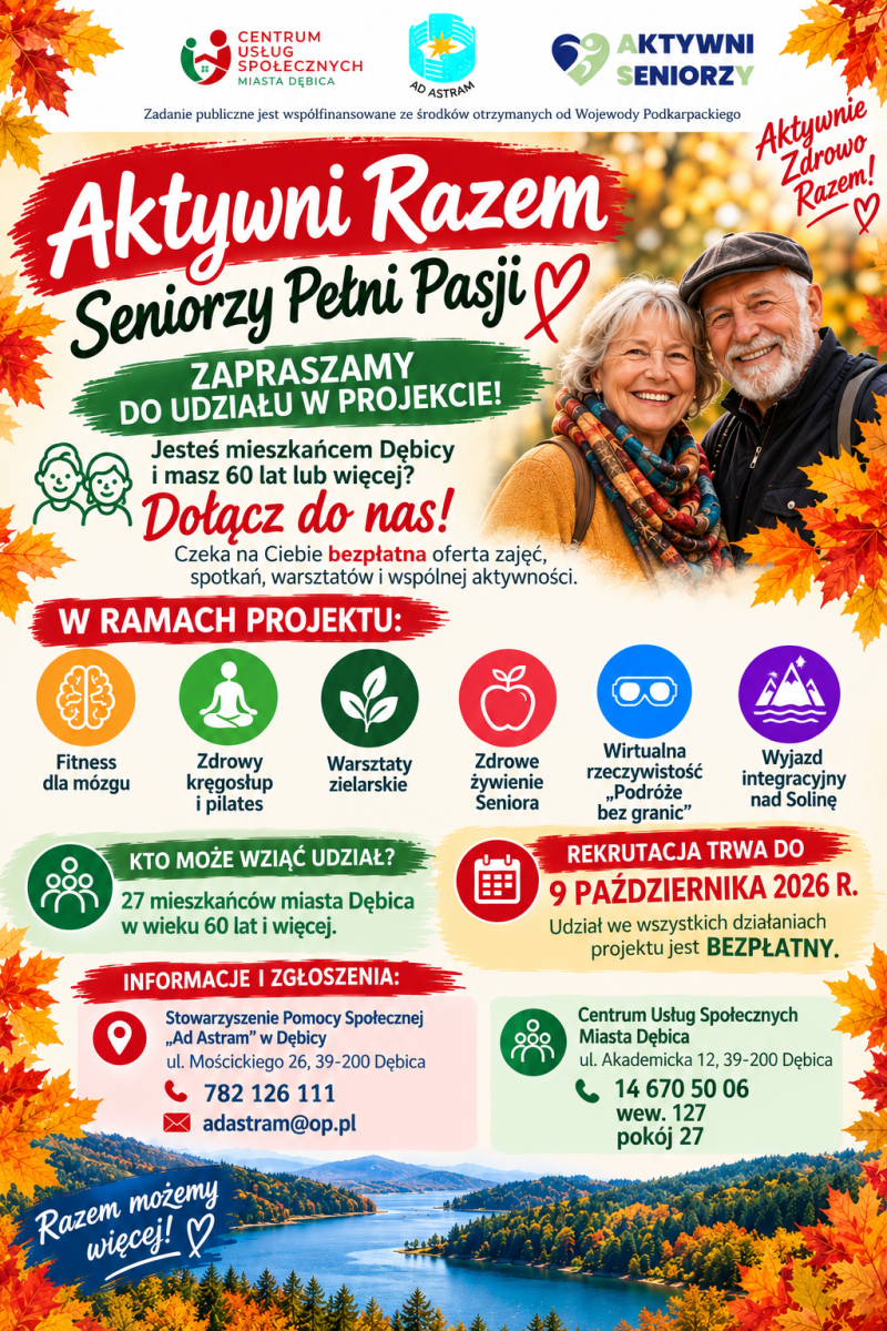 Zdjęcie: „Aktywni Razem – Seniorzy Pełni Pasji” – zapraszamy do udziału w projekcie!